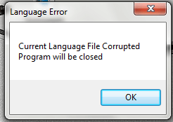 Сurrent language file Corrupted Program Will Be Closed